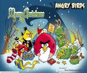 пазл Angry Birds, желаю вам счастливого Рождества